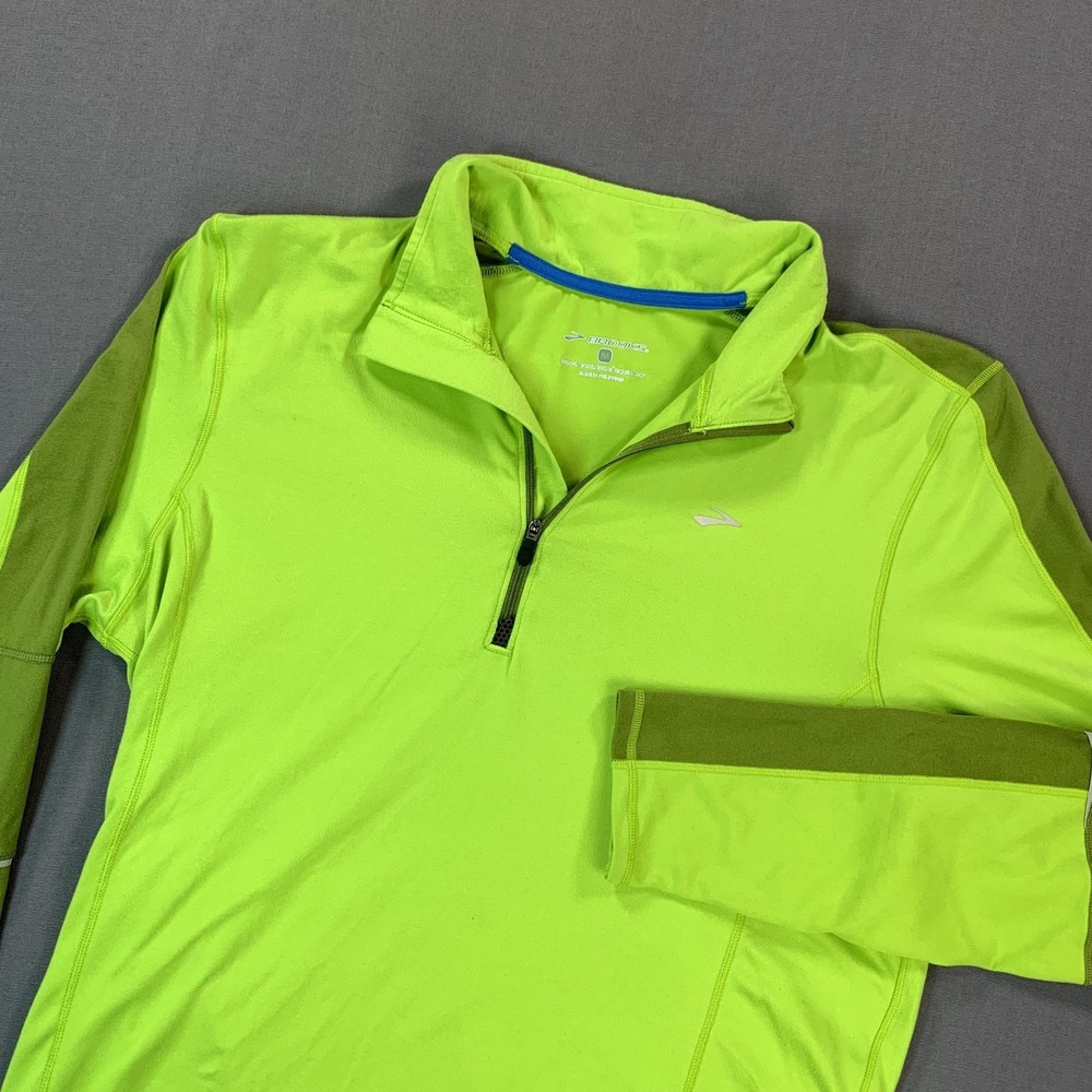Brooks Equilibrium‎ Pullover Mens M Green 1/4 Zip Long Sleeve Running Athletic